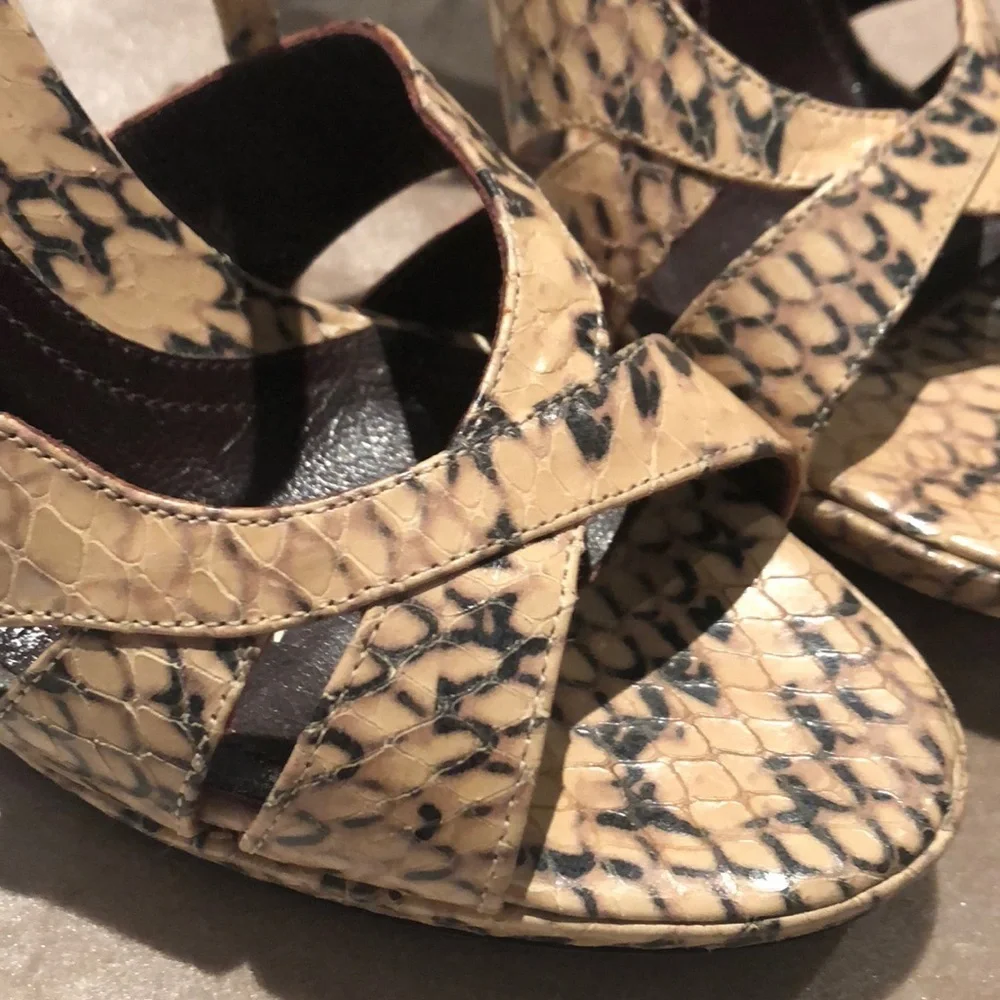 Via SPIGA Italian snake skin embellished heels